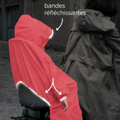 Housse Pluie Luckxing Pour Siège Enfant Vélo – Imperméable, Respirante, Avec Fenêtre Transparente Et Bandes Réfléchissantes